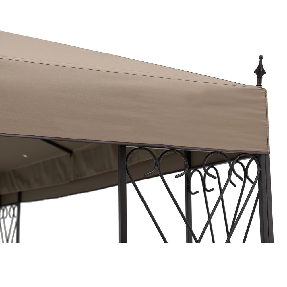 Sunjoy 10 ft. x 12 ft. Steel Gazebo with 2-tier Khaki Canopy