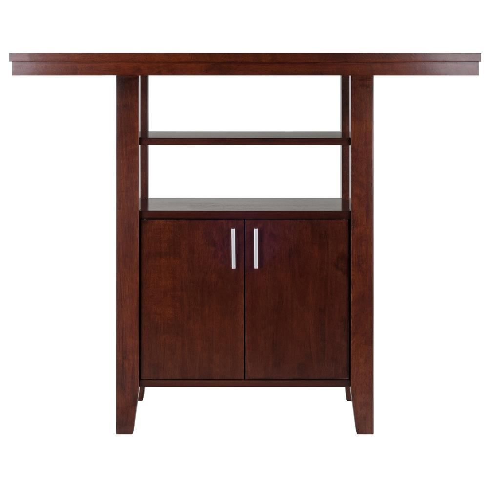 Albany High Table with Cabinet and Shelf in Walnut Finish