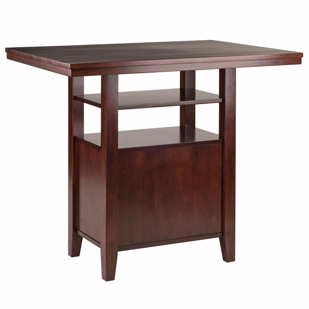 Albany High Table with Cabinet and Shelf in Walnut Finish