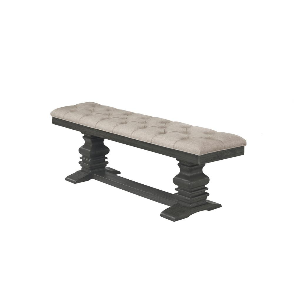 Classic Dining Bench w/Tufted Cussing in Linen Fabric