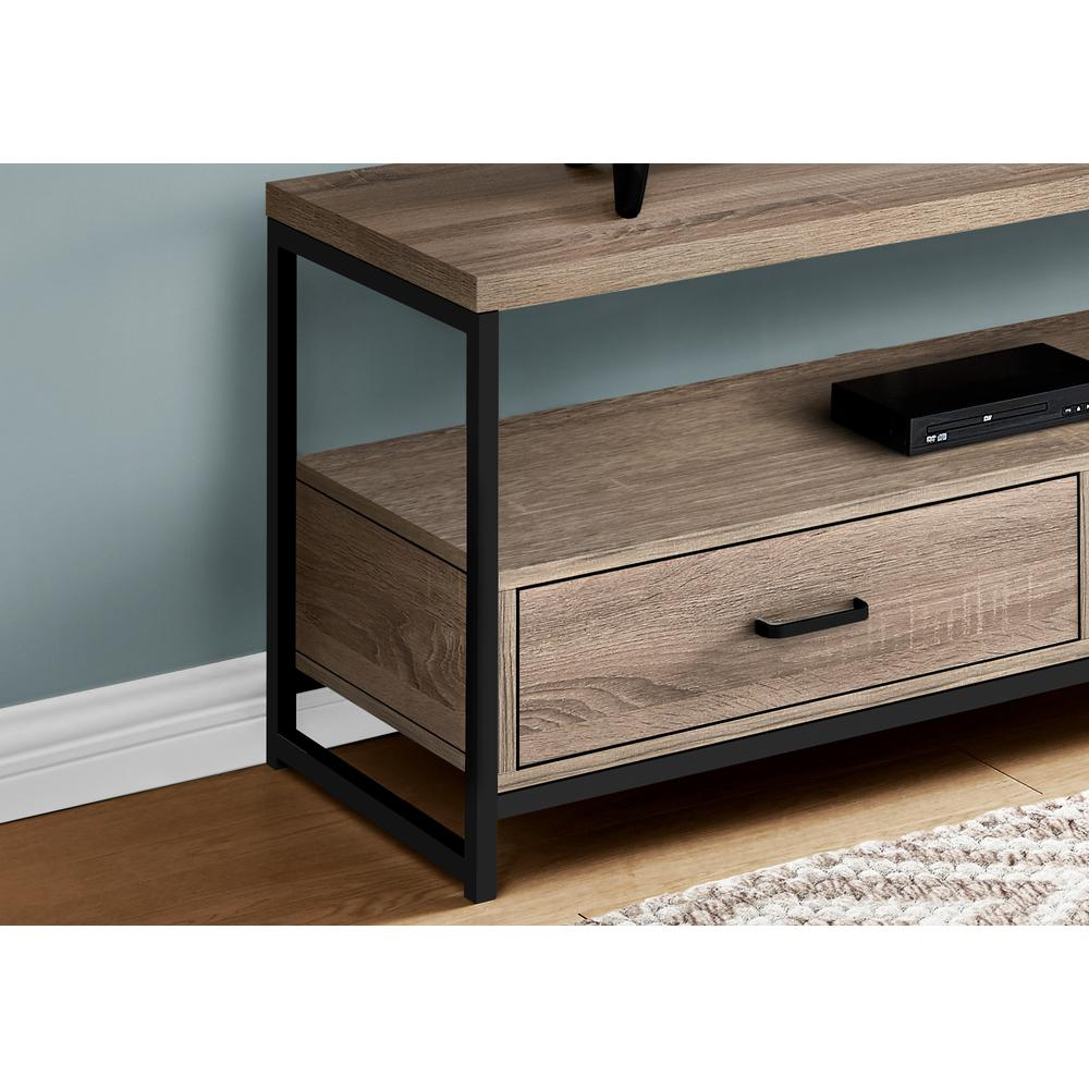 Tv Stand - 48"L, Dark Taupe In Black Metal