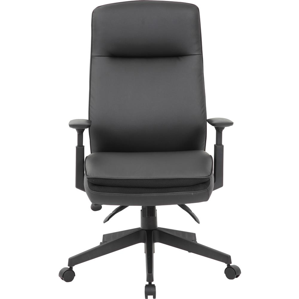 Lorell Premium Vinyl High-back Executive Chair - Black Seat - Black Back - Black Frame - High Back - 5-star Base - Black - Vinyl - Armrest - 1 Each