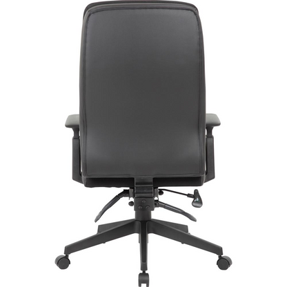 Lorell Premium Vinyl High-back Executive Chair - Black Seat - Black Back - Black Frame - High Back - 5-star Base - Black - Vinyl - Armrest - 1 Each