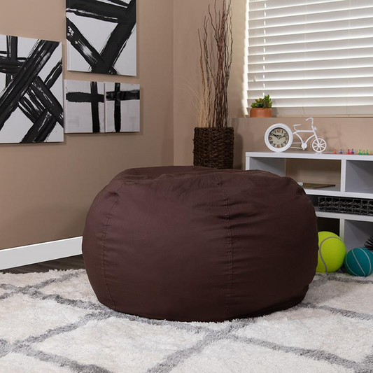 Oversized Solid Brown Bean Bag Chair for Kids and Adults