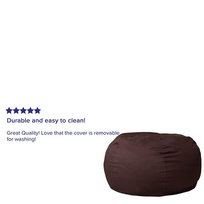 Oversized Solid Brown Bean Bag Chair for Kids and Adults