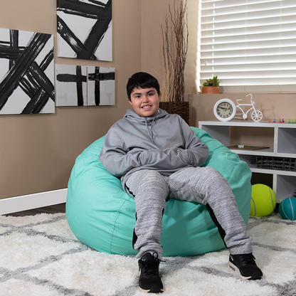 Oversized Solid Mint Green Bean Bag Chair for Kids and Adults