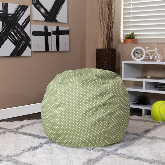 Small Green Dot Bean Bag Chair for Kids and Teens