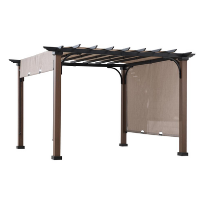 Sunjoy 11 x 11 ft Metal Pergola with Adjustable Tan Garden Shade