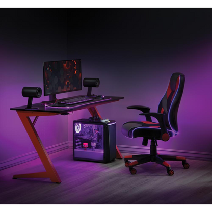 Beta Battlestation Gaming Desk with Black Carbon Top and Matt Red Legs, BET25-RD