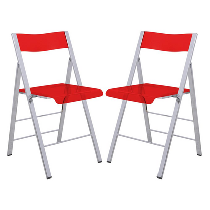 LeisureMod Menno Modern Acrylic Folding Chair, Set of 2 MF15TR2