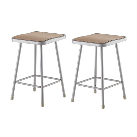 (2 Pack) NPS® 24" Heavy Duty Square Seat Steel Stool, Grey