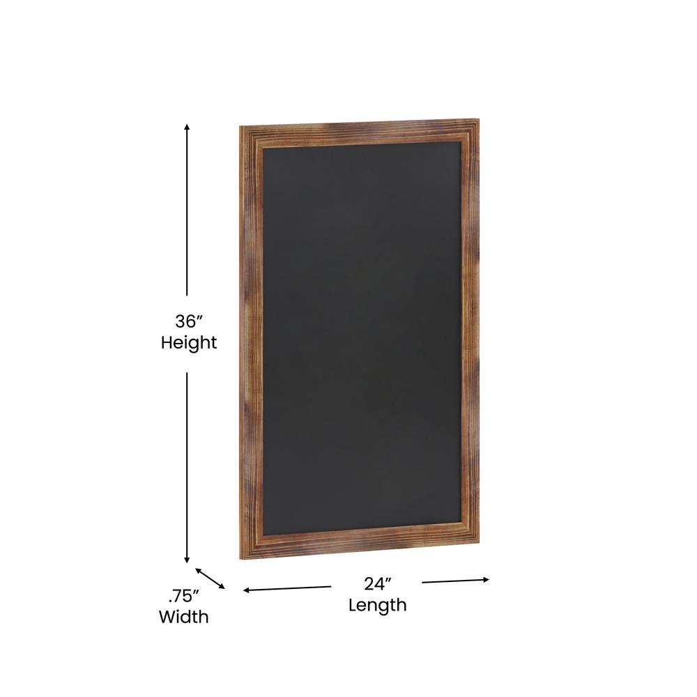 Canterbury 24" x 36" Torched Wood Wall Mount Magnetic Chalkboard Sign