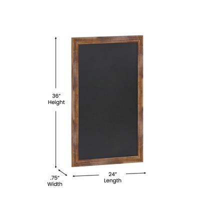 Canterbury 24" x 36" Torched Wood Wall Mount Magnetic Chalkboard Sign