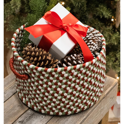 Holiday Multi Braided Basket - Holiday Multi 12"x12"x8"