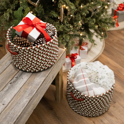 Holiday Multi Braided Basket - Holiday Multi 12"x12"x8"