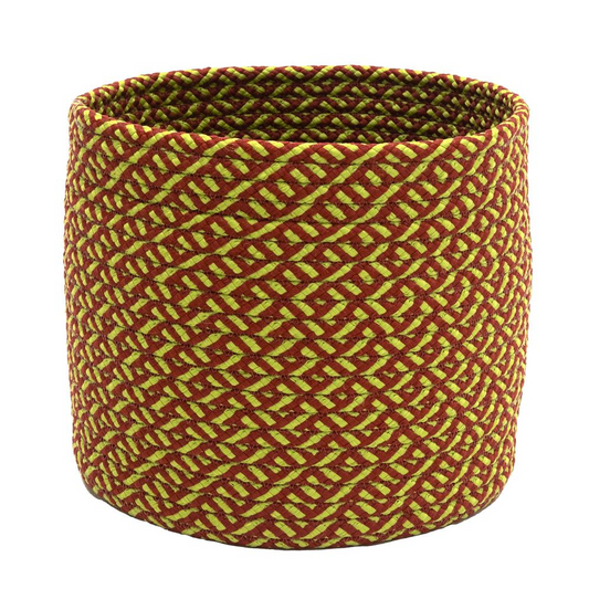 Holiday-Vibes Modern Weave Basket - Vibe Green/Red 12"x12"x10"