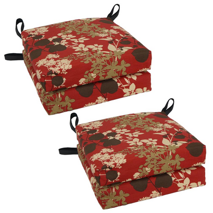 Blazing Needles Set of 4 Outdoor Chair Cushions, Montfleuri Sangria