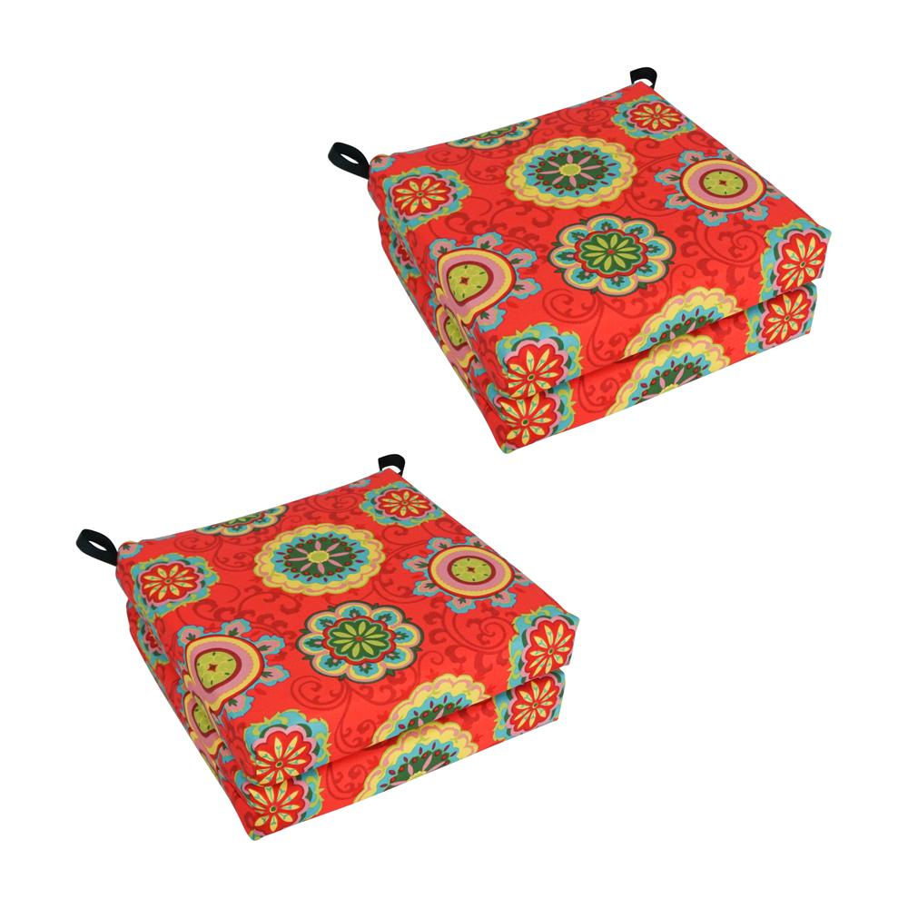 Blazing Needles Set of 4 Outdoor Chair Cushions, Farrington Terrace Grenadine