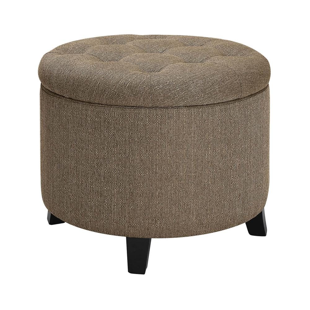 Designs4Comfort Round Storage Ottoman, Beige