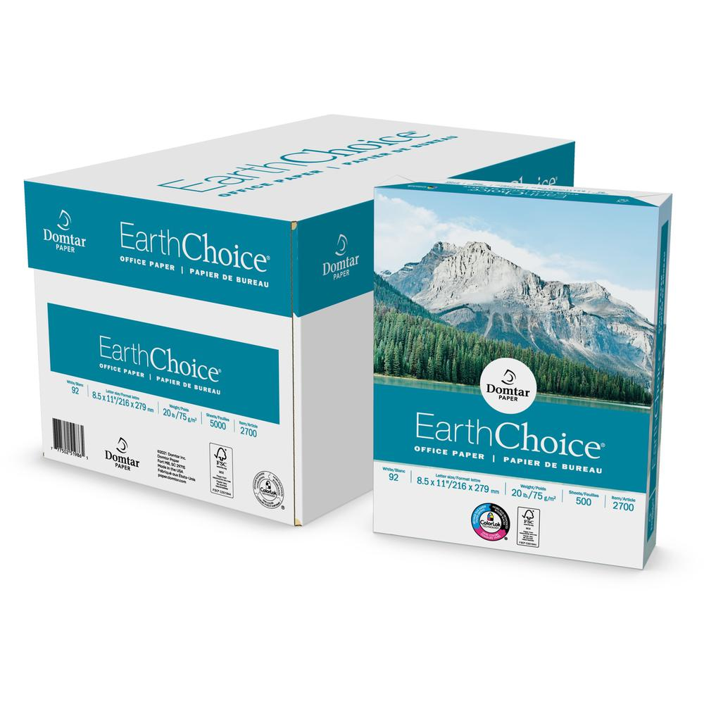 EarthChoice Office Paper - White - Letter - 8 1/2" x 11" - 20 lb Basis Weight - 5000 / Carton