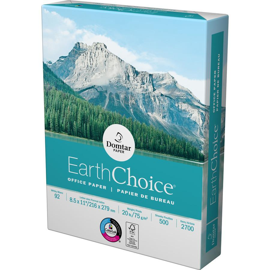 EarthChoice Office Paper - White - Letter - 8 1/2" x 11" - 20 lb Basis Weight - 5000 / Carton