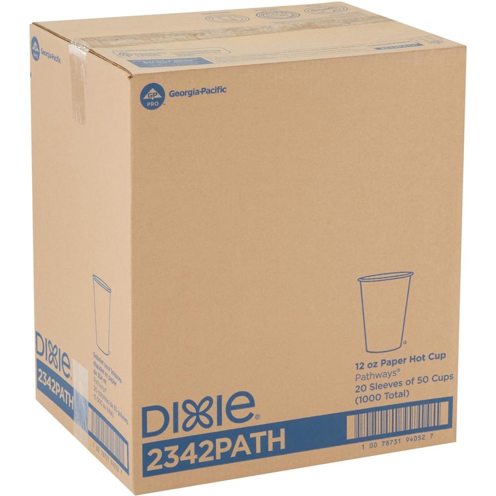 Dixie Pathways Paper Hot Cups by GP Pro - 50 / Pack - 12 fl oz - 20 / Carton - White - Paper - Hot Drink