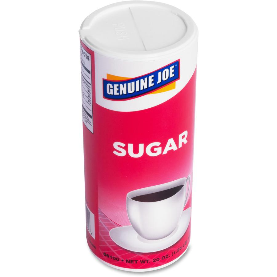 Genuine Joe Sugar - Canister - 20 oz (567 g) - Natural Sweetener - 8/Carton - 3 Per Canister