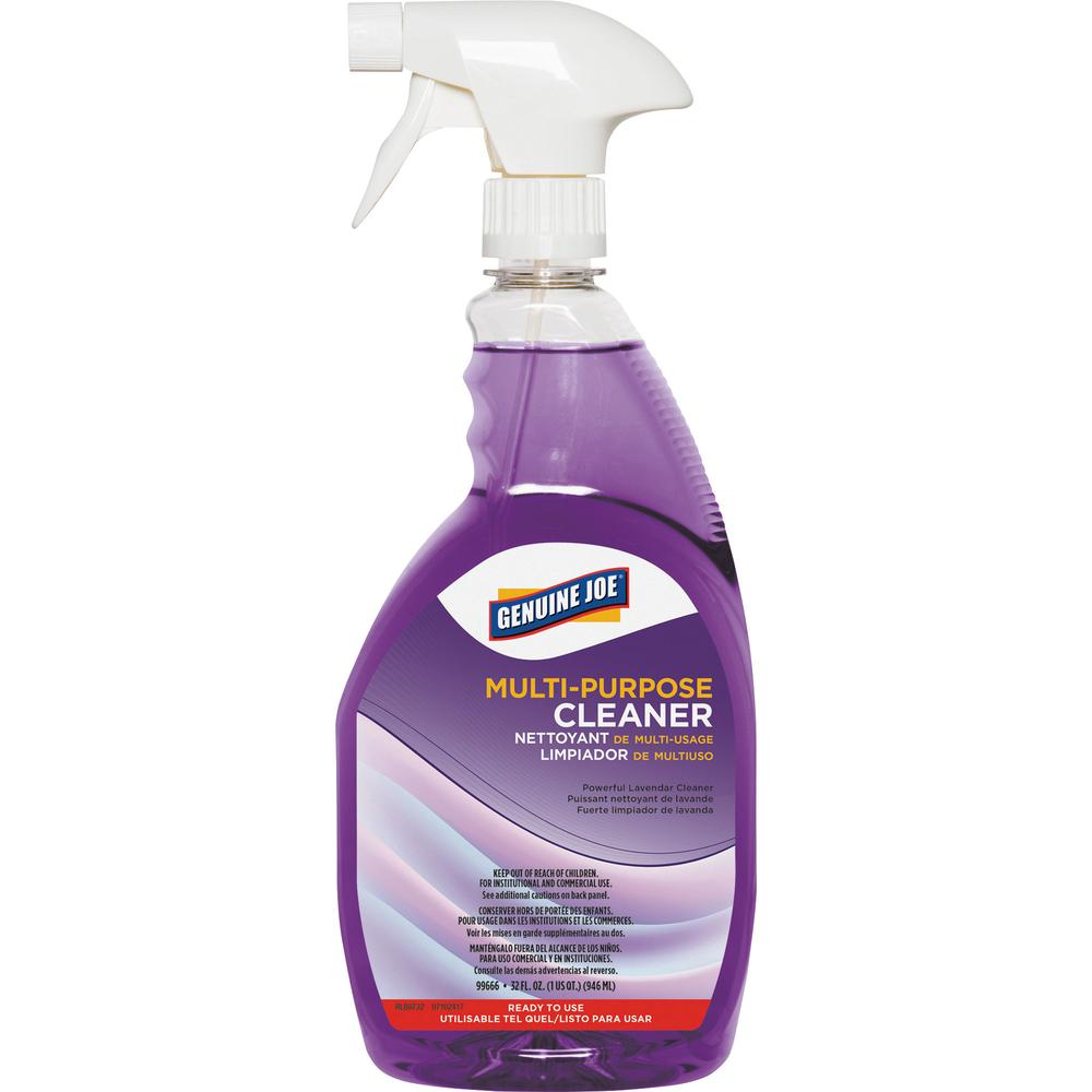 Genuine Joe Multi-purpose Cleaner - Ready-To-Use Spray - 32 fl oz (1 quart) - Lavender Scent - 6 / Carton - Purple