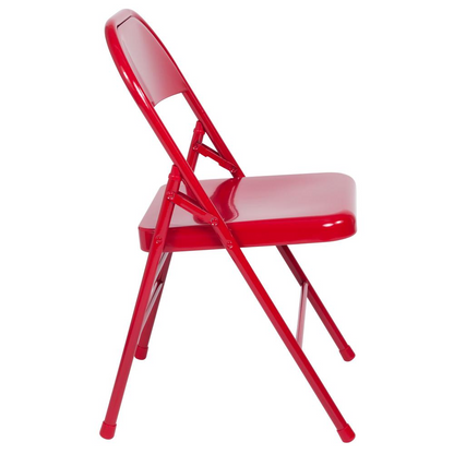 HERCULES Series Triple Braced & Double Hinged Red Metal Folding Chair