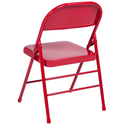 HERCULES Series Triple Braced & Double Hinged Red Metal Folding Chair