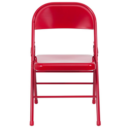 HERCULES Series Triple Braced & Double Hinged Red Metal Folding Chair