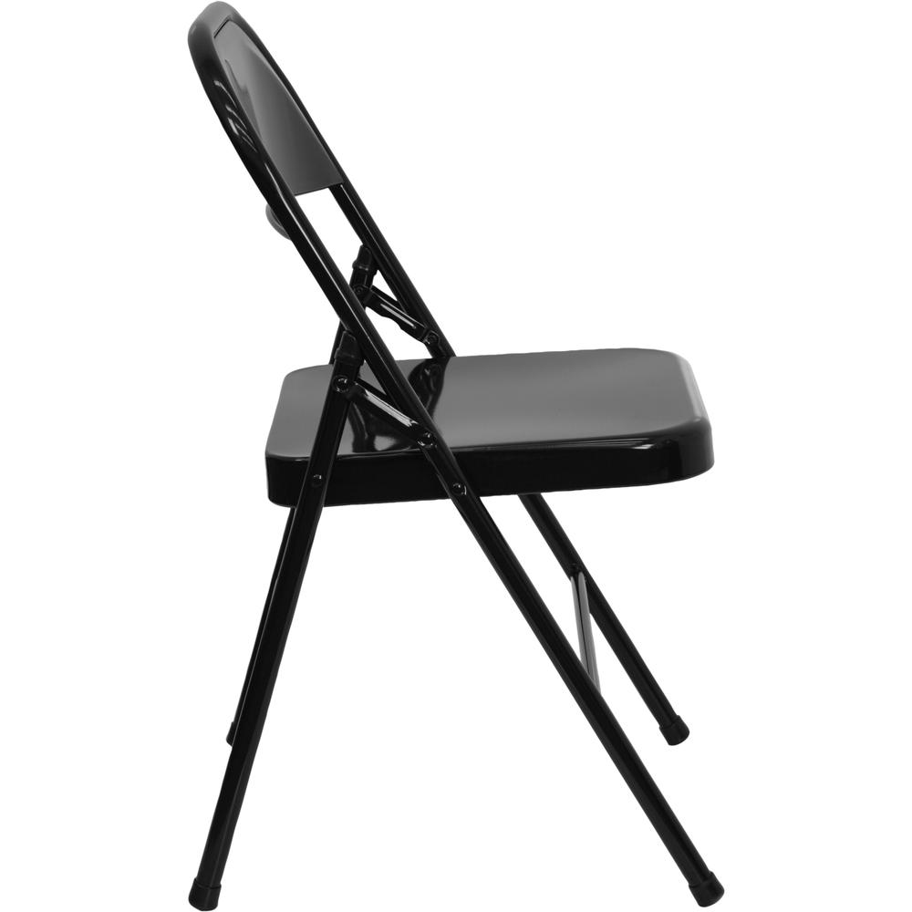 HERCULES Series Triple Braced & Double Hinged Black Metal Folding Chair