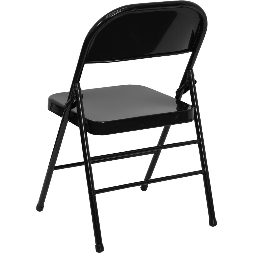 HERCULES Series Triple Braced & Double Hinged Black Metal Folding Chair