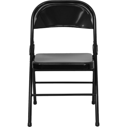 HERCULES Series Triple Braced & Double Hinged Black Metal Folding Chair