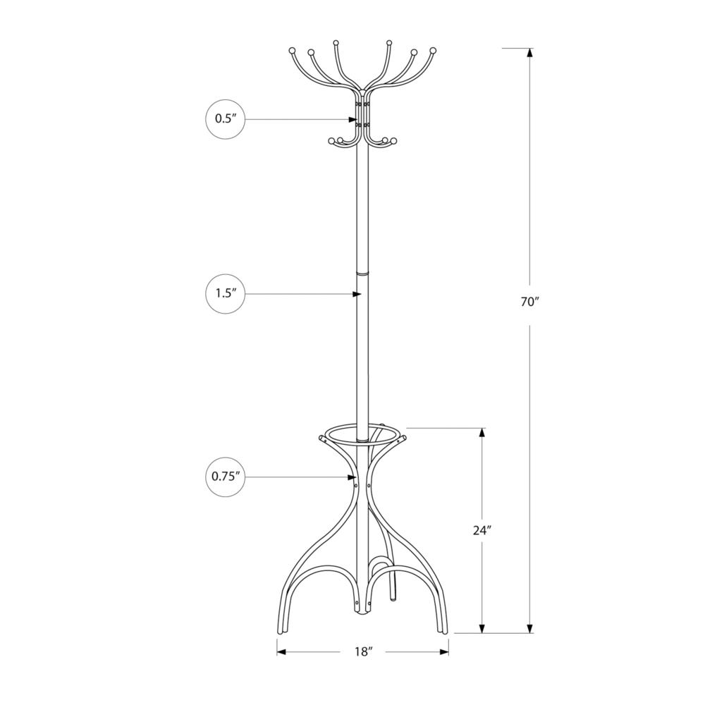 Coat Rack, Hall Tree, Free Standing, 12 Hooks, Entryway, 70H, Umbrella Holder