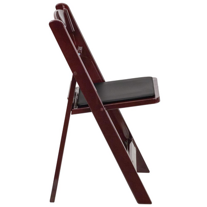 HERCULES Series 1000 lb. Capacity Red Mahogany Resin Folding Chair with Black Vinyl Padded Seat