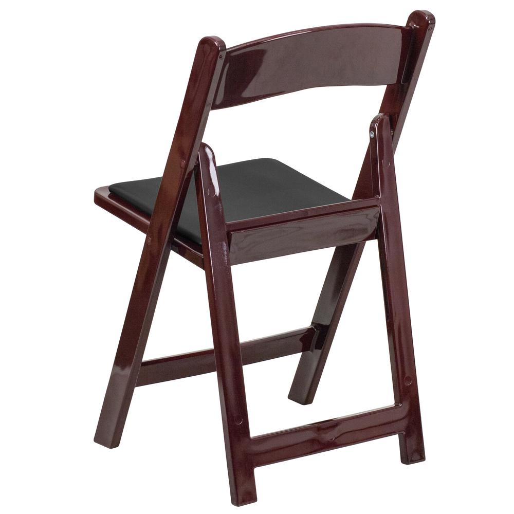 HERCULES Series 1000 lb. Capacity Red Mahogany Resin Folding Chair with Black Vinyl Padded Seat