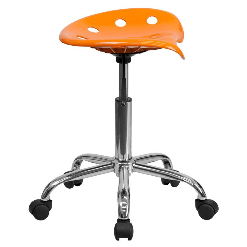 Vibrant Orange Tractor Seat and Chrome Stool