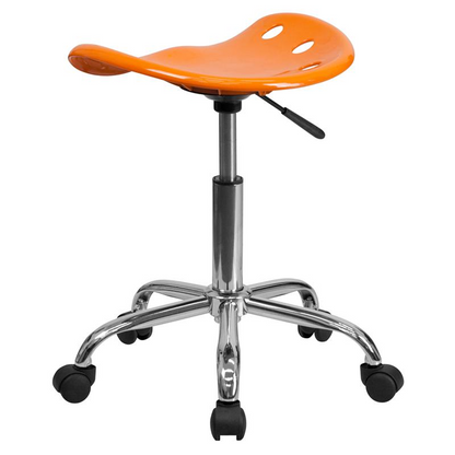 Vibrant Orange Tractor Seat and Chrome Stool