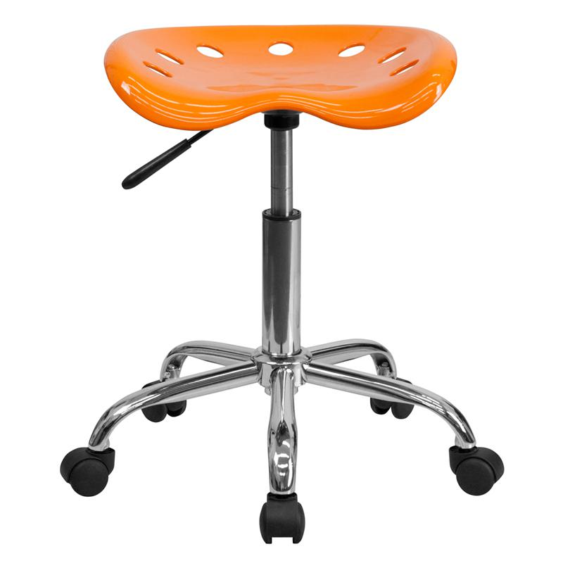 Vibrant Orange Tractor Seat and Chrome Stool