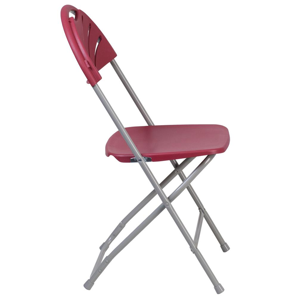 HERCULES Series 650 lb. Capacity Burgundy Plastic Fan Back Folding Chair