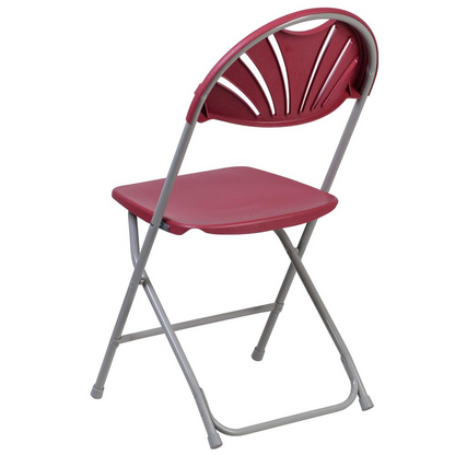 HERCULES Series 650 lb. Capacity Burgundy Plastic Fan Back Folding Chair