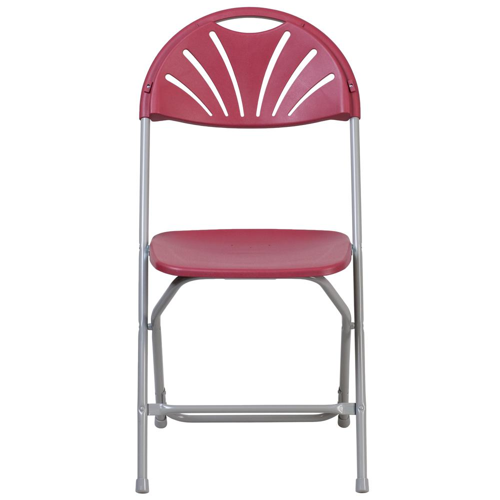 HERCULES Series 650 lb. Capacity Burgundy Plastic Fan Back Folding Chair