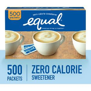 Equal Zero Calorie Original Sweetener Packets - 0.035 oz (1 g) - Artificial Sweetener - 500/Box