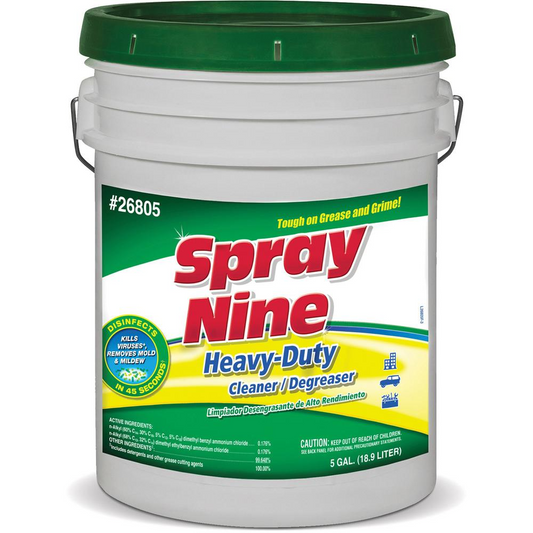 Spray Nine Heavy-Duty Cleaner/Degreaser + Disinfectant - Liquid - 640 fl oz (20 quart) - Mild Scent - 1 Each - Clear