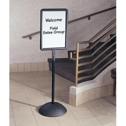 Safco Write Way Dual-sided Directional Sign - 1 Each - 18" Width x 65" Height - Rectangular Shape - Both Sides Display, Magnetic, Durable - Steel - Black