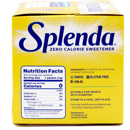 Splenda Single-serve Sweetener Packets - 0.035 oz (1 g) - Artificial Sweetener - 6/Carton - 400 Per Box