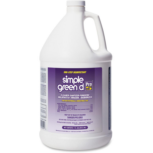 Simple Green D Pro 5 One-Step Disinfectant - Concentrate Liquid - 128 fl oz (4 quart) - 4 / Carton - Clear