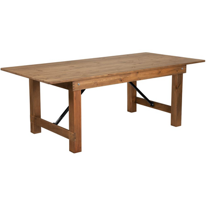 HERCULES Series 7' x 40" Rectangular Antique Rustic Solid Pine Folding Farm Table