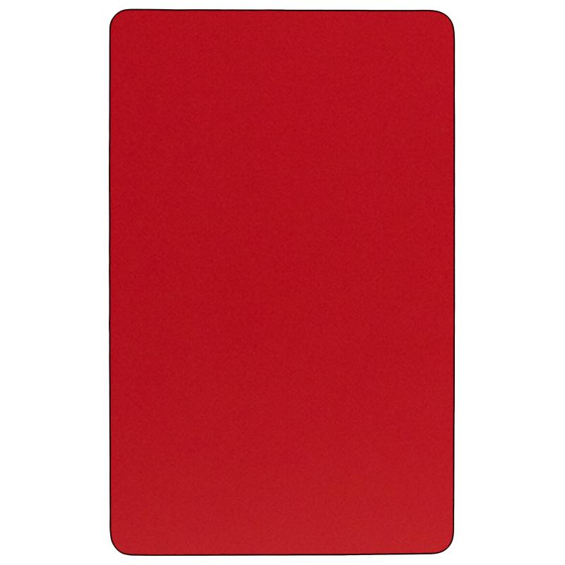 24''W x 48''L Rectangular Red HP Laminate Activity Table